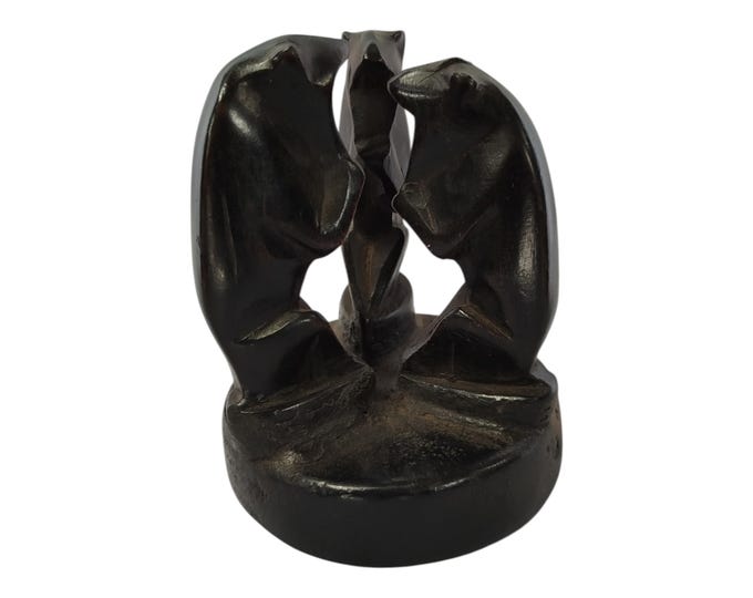A  Hand-Carved Wooden Intertwined Animal Sculpture - Abstract Art Decor|Traditional Decor|home Decor