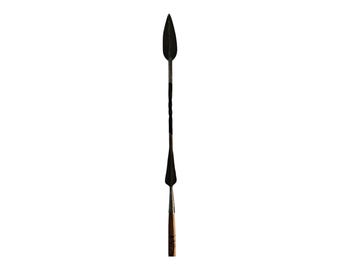 Hand-Forged Maasai Iron Spear with Cedarwood Handle: African Art