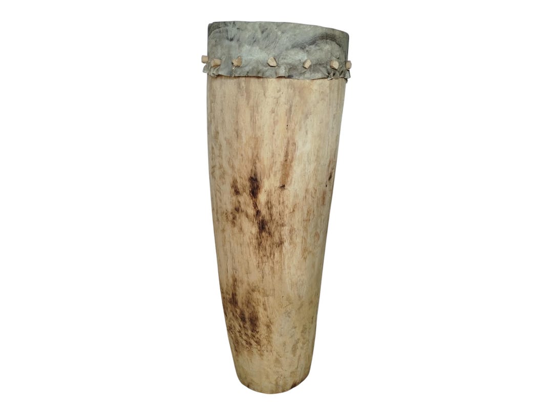 Hand-crafted African Cowhide Drum | Tree Trunk Percussion, Tribal Art ...