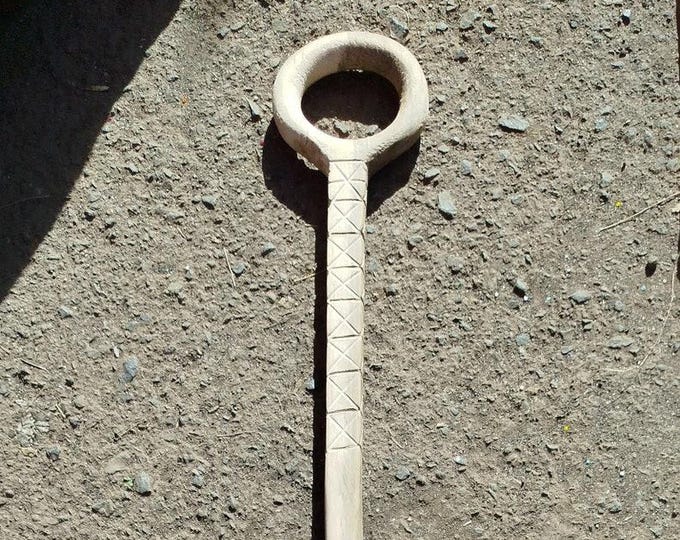 On Sale!! Simple & Elegant Hand-Carved African Walking Stick with Loop Handle Gentleman Royalty Hiking Stick Status Stick