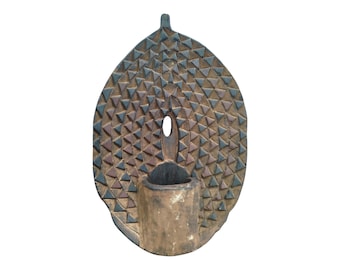 ON SALE!! African Wooden Shield with Geometric Carvings and Central Cavity Ceremonial Shield home decor Wall hanging
