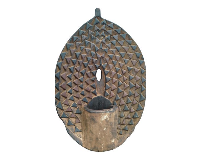 ON SALE!! African Wooden Shield with Geometric Carvings and Central Cavity Ceremonial Shield home decor Wall hanging