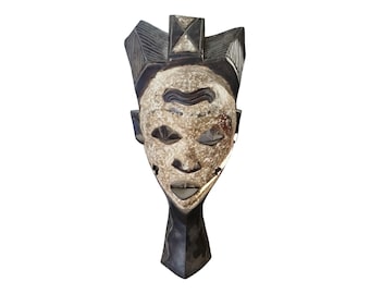 ON SALE!! Suku  Hand-Carved African Tribal Mask - Hand-Carved Wood (Democratic Republic of Congo Art gift wood Wall Hanging Home Decor