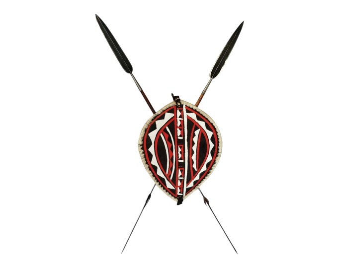 Samburu Warrior's Arsenal: Spears and Shield for Hunt & Defense 1 shield of your choice and 2 Samburu spears