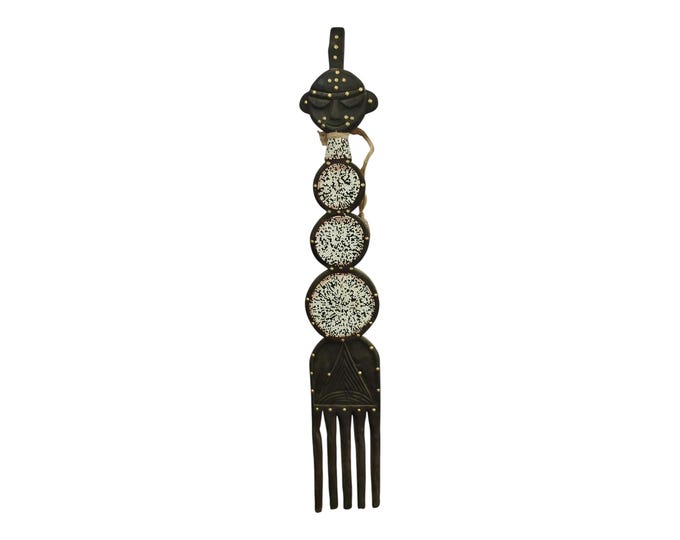 ON SALE!!  Authentic West African Lobi Ceremonial Comb with White Beadwork home decor African art