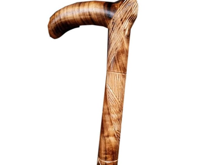 On Sale!!Rustic Elegance: Hand-Carved Smoked Jacaranda Walking Stick Gentleman Royalty