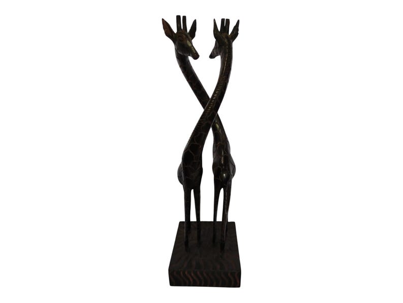 Rectangle Giraffe Hand-carved Wooden Giraffe Sculpture: Intertwined African Art Decor - Etsy