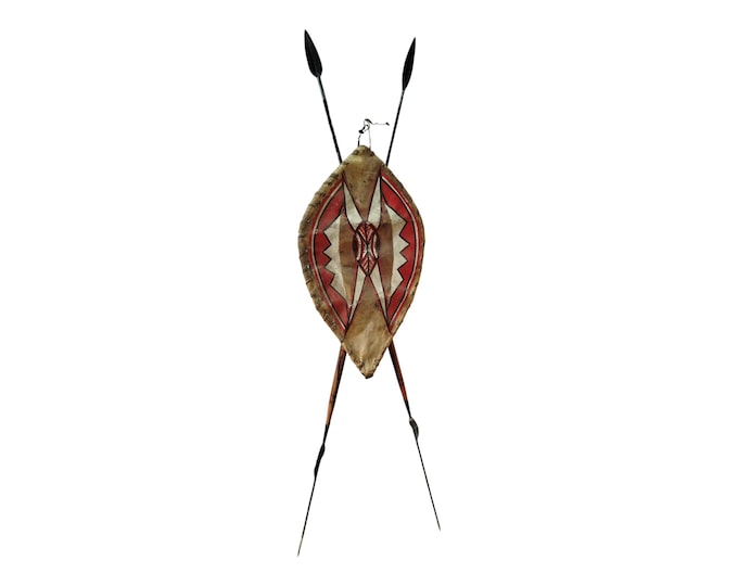 Defend with Strength: Samburu Warrior Collection (2 Spears & Shield) samburu shield and 2 Iron spears