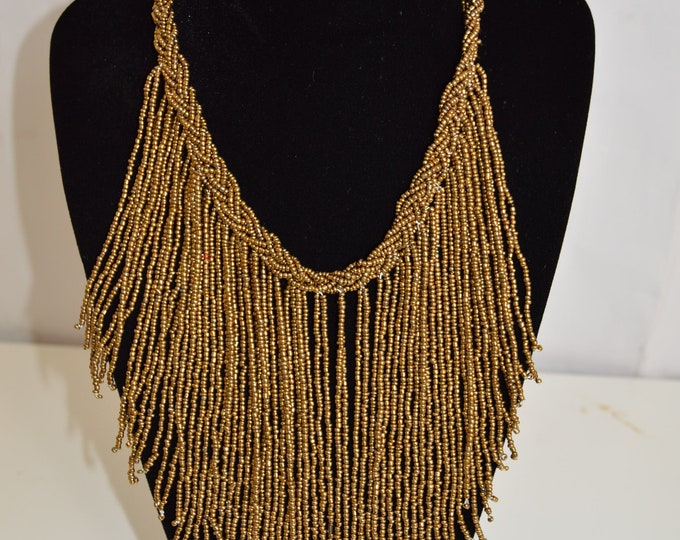 Beaded Blue Gold African Necklace | Maasai Traditional | Gift for Her
