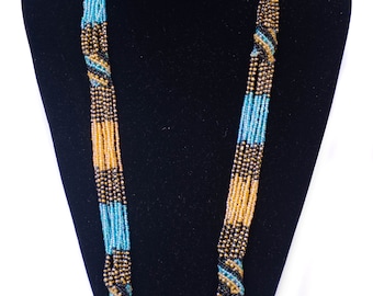 Brown Blue Soft African Necklace | Maasai Traditional | Gift for Her