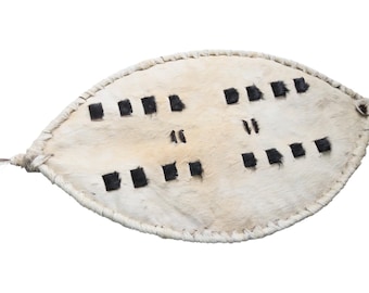 Minimalist Cream Zulu/Nguni Style Shield | Wall Art | Authentic Cowhide Tribal Decor