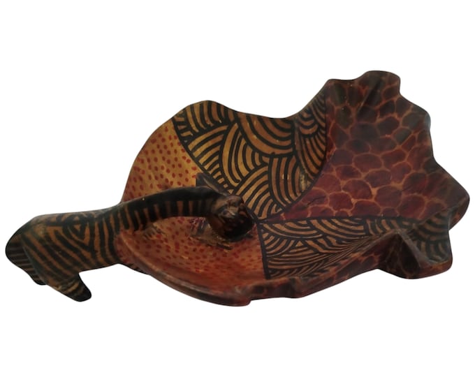 Hand-Carved and Painted Wooden Decorative Piece with Zebra and Giraffe Patterns - African Art | home decor