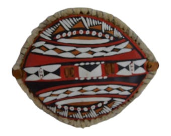 Handpainted Maasai Shield: Traditional African Wall Decor
