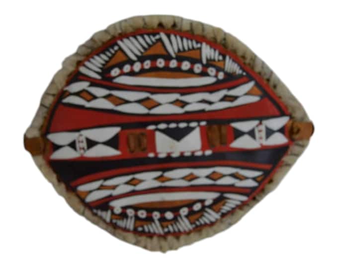 On sale African Traditional native Maasai Shield Handpainted Leather Handmade Africa Wall Decoration Zulu Ornamental Gift Red White