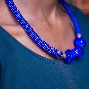 Beaded Blue African Necklace | Maasai Traditional | Gift for Her