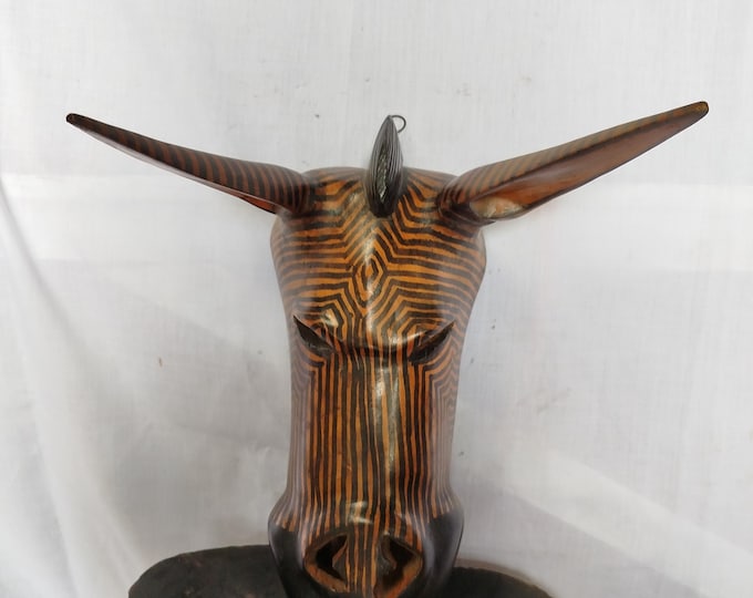 Striking Zebra Wood Carving African Animal Head Wall Decor Tribal Mask Art gift wood Wall Hanging Home Decor