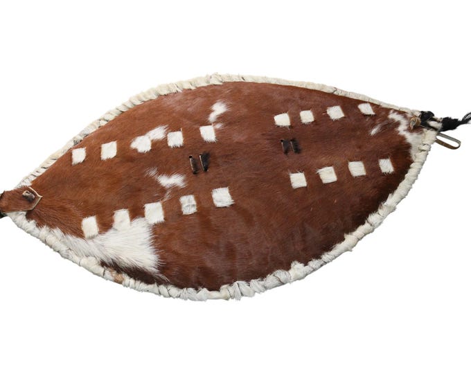 Natural Cowhide Zulu/Nguni Style Shield | Brown Wall Art | Authentic Tribal Decor