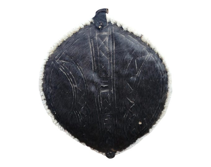 An Enigmatic Black African Masai Shield Subtle Tribal Art Wall Decor Warrior Shield Kenya Mysterious Dark Collectible