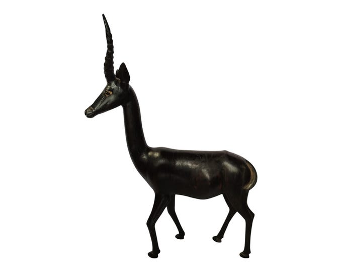 A Hand-Carved Wooden Gazelle Figurine - Elegant African Wildlife Art Decor | home decor | African art