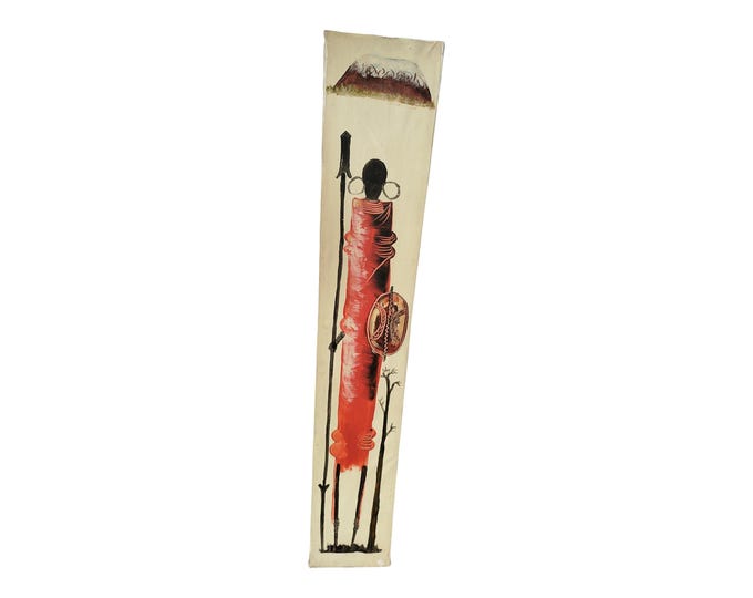 Hand-Carved and Painted Wooden Maasai Warrior Wall Decoration with Spear and Shield - Unique Home decor