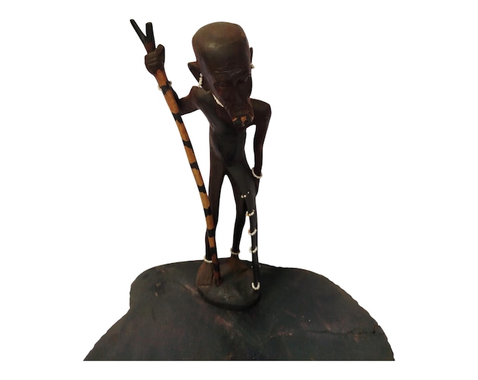 Hand-Carved African Wise African Elder Statue (Home Decor)  Gift Collectible Handmade Display Decor Tribal Art