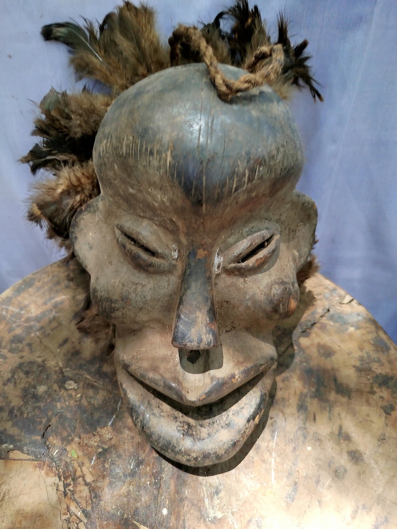 Boa Mask Antique Hand-carved Boa Mask: Congolese Wood Wall Decor - Etsy