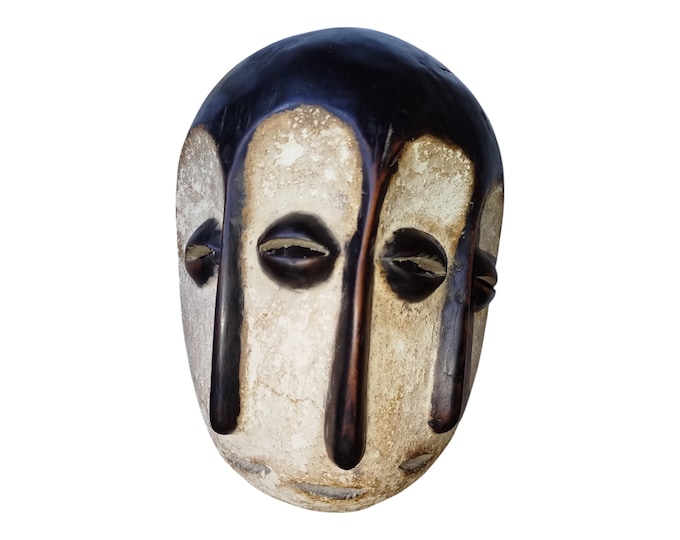 ON SALE!! Ancestral Triad: Enigmatic Lega Three-Faces Mask Wall Decor Display Wall Hanging Ceremonial
