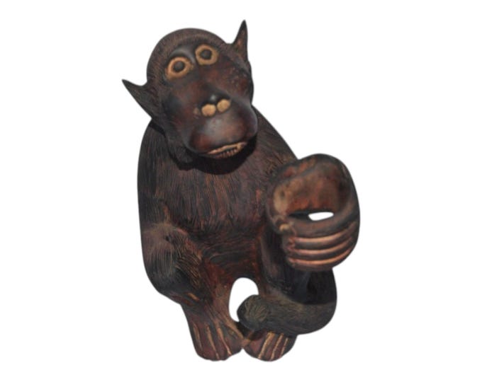On sale Exquisite African Gorilla Carving - Handcrafted Wooden Art Safari Shelf Tabletop console top art