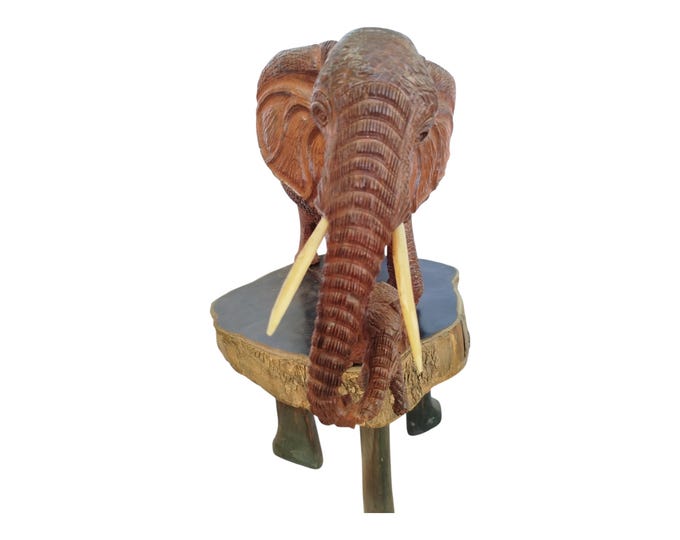 On sale Hand-Carved Wooden Elephant Family Statue (Adorable Wildlife Decor) African art