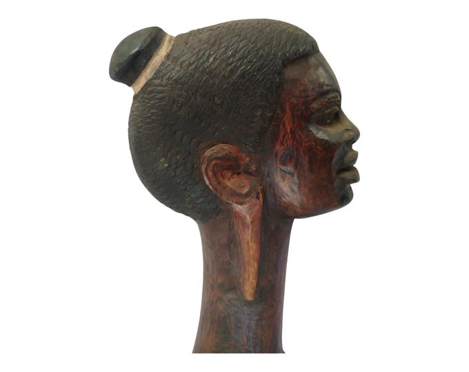 On sale! Hand-Carved Wooden African Woman Head Sculpture with Bun Hairstyle - Cultural Art Decor |Traditional Decor|home Decor
