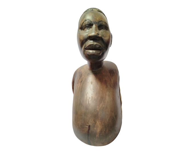 On sale!Hand-Carved Wooden African Bust with Short Hair - Cultural Art Decor  |Traditional Decor|home Decor