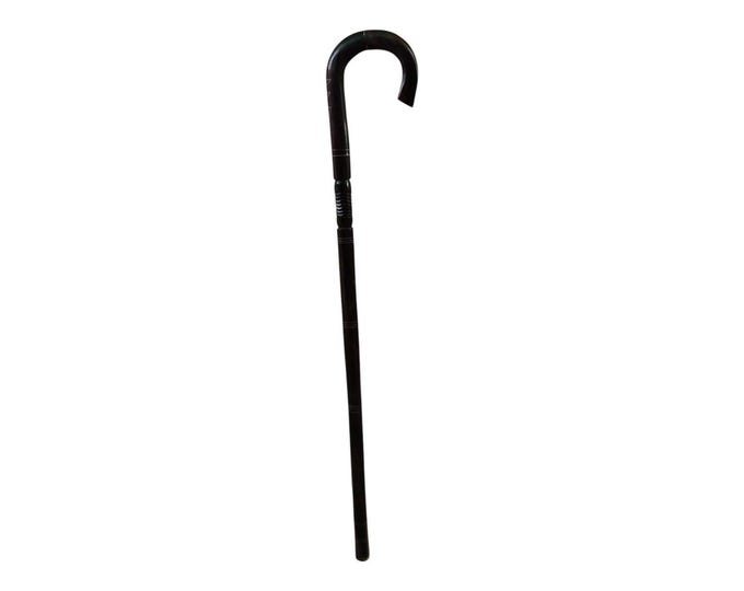 Classic Ebony Rosewood Walking Stick Crook Handle Handmade African Inspired Gentleman Cane Carved Details Collectible Men Gift Elegant Wood