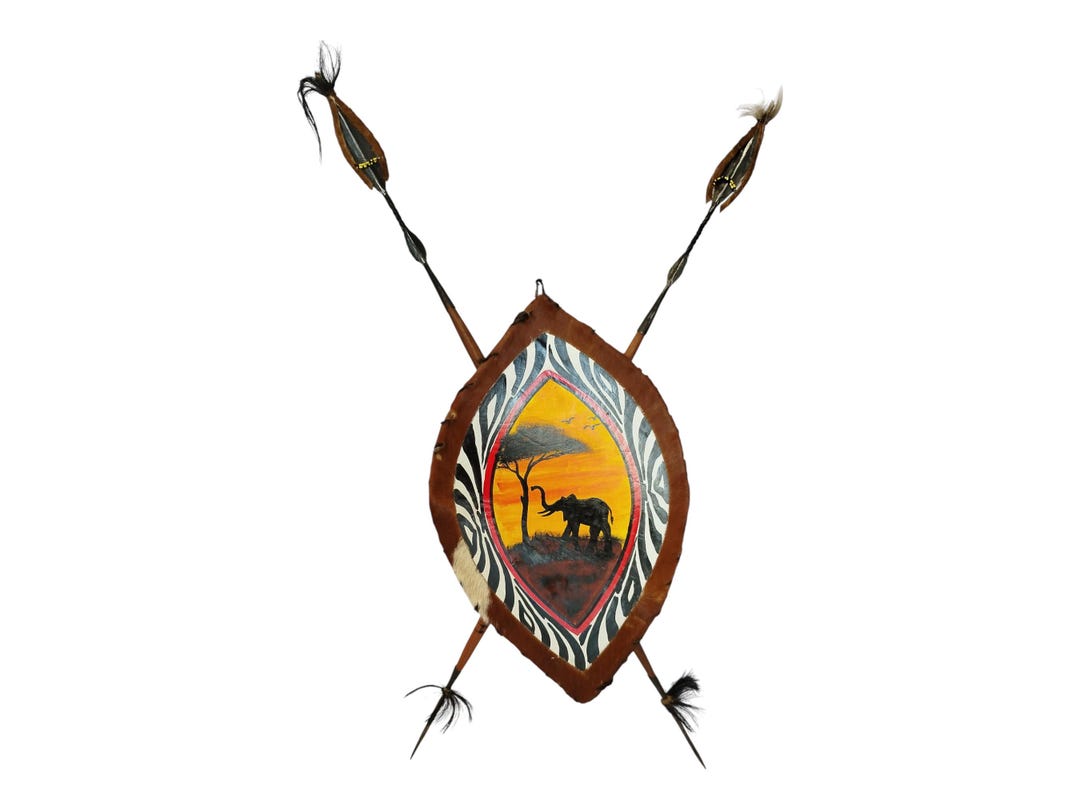 マサイ族の槍と象の盾セット：ケニアの手鍛造装飾品 - Etsy 日本