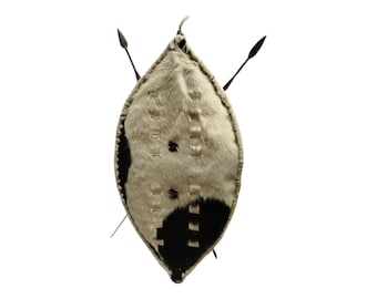 Zulu Warrior Shield & Spear Set: Authentic African Home Decor