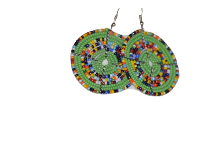 On SALE African Maasai Earrings | Beaded Earrings | Green Earrings