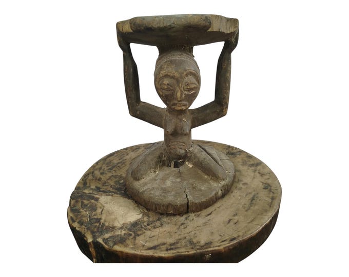 ON SALE!!  Aged African Carved Wooden Caryatid Stool from Democratic Republic of Congo home decor African art Wall art