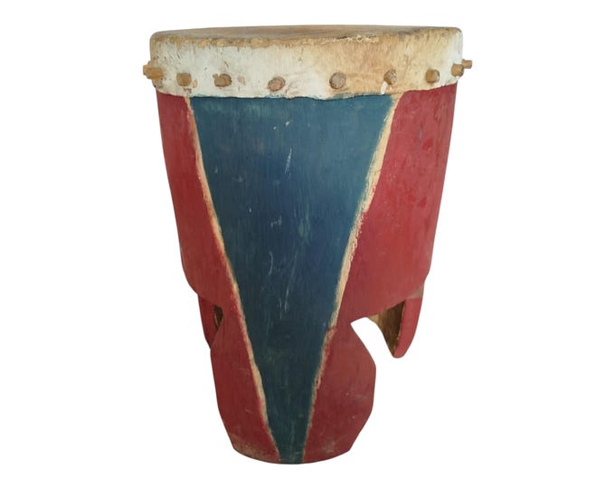 Hand-Crafted Striking Kenyan Gombe Drum (Red, Black)  Music Home Decor) Traditional Rhythms |Tribal Art Decor|
