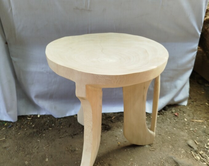 Handcarved Kamba Tribe Three-Legged Stool Safari Art grandpa gift Ebony wood