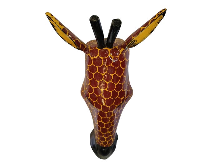 On sale!Hand-Carved Wooden Giraffe Mask - Vibrant African Art Decor |Traditional Decor|home Decor