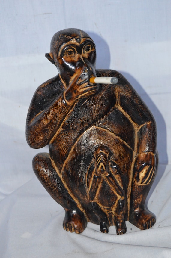 gorilla smokes cigarette Hand-carved Wooden Smoking Unique African Folk Art, Home Decor, Gorilla Lover Whiskey and Cigar T-shirt PNG,