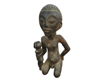 ON SALE!!Antique Central African (Luba) Carved Wooden Mother and Child home decor African art Wall art