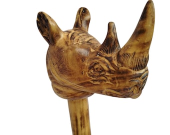 On Sale African Powerful Rhino Walking Stick (African Wildlife Art)Walking Cane | Status Stick | Pointing Stick | Maasai Stick