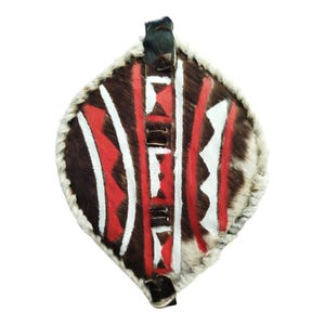 Authentic Hand Painted African Masai Shield Tribal Art Wall Decor Warrior Shield Kenya Black Red White Geometric