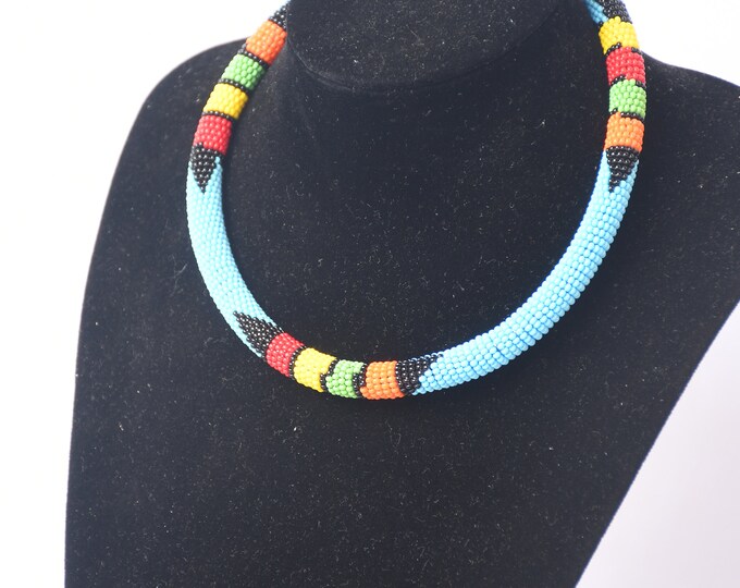 Sky Blue African choker Necklace | Maasai Traditional | Gift for Her