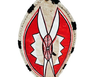 Maasai Warrior Shield (African Tribal Art): Hand-Woven in Africa Tribal Handcrafted African Maasai Warrior Design gift, handmade home decor