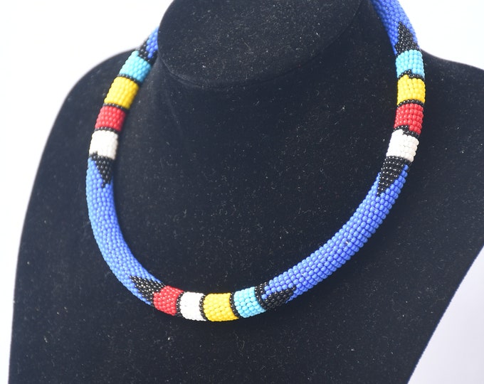 Blue African choker Necklace | Maasai Traditional | Gift for Her