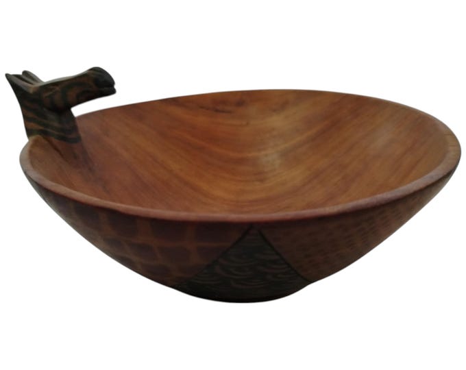 ON SALE!!Hand-Carved Wooden Soup Bowl with Zebra Head Handle - African Art & Home Decor