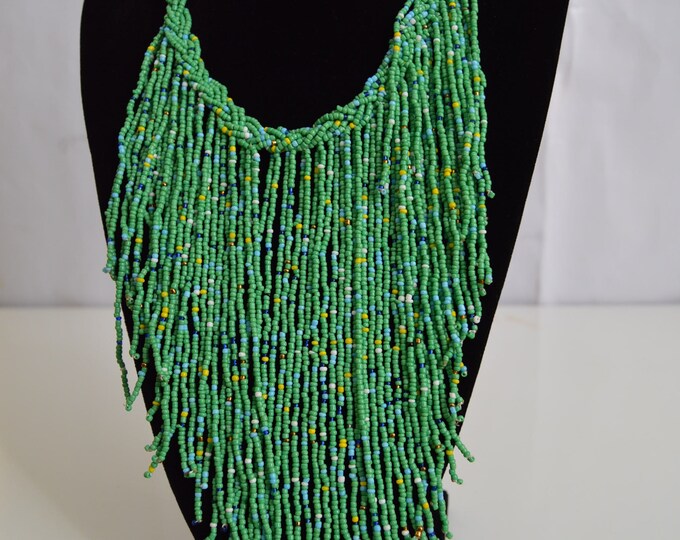 Beaded Green African Necklace | Maasai Traditional | Gift for Her |