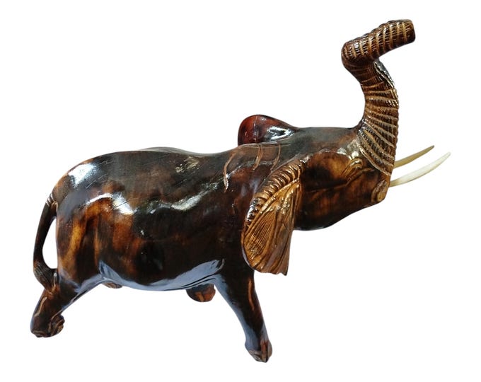 On sale! Hand-Carved Wooden Elephant Figurine with Raised Trunk - African Art Decor |Traditional Decor|home decor