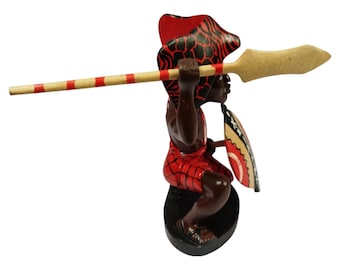 アイアンウッド マサイ族 戦士像 槍 盾 カンバ族 ケニア アフリカ